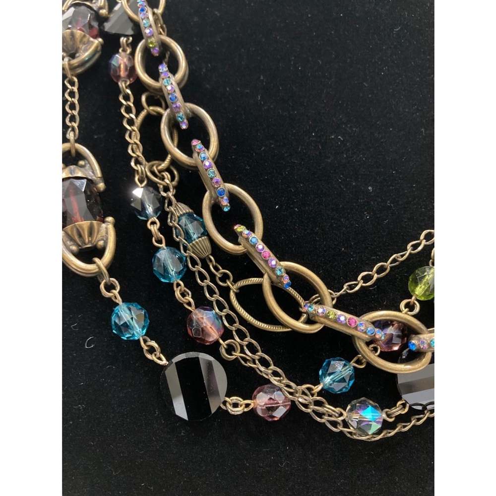 Unique***Sorrelli Multi Strand Iridescent Necklace - image 3